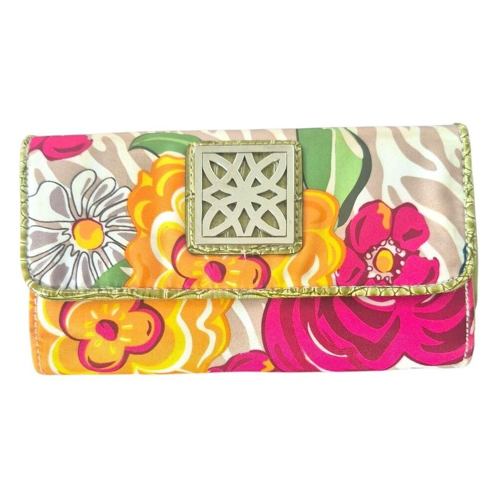 Jeun Bang Multi-coloured Floral French Clutch Wallet Snap Closure
